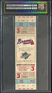 1991 World Series Game 3 Full Ticket Atlanta Braves vs Minnesota icert NM 7