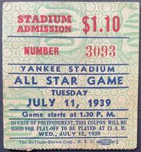 Load image into Gallery viewer, 1939 Baseball All Star Game Program + Ticket New York Yankee Stadium Lou Gehrig
