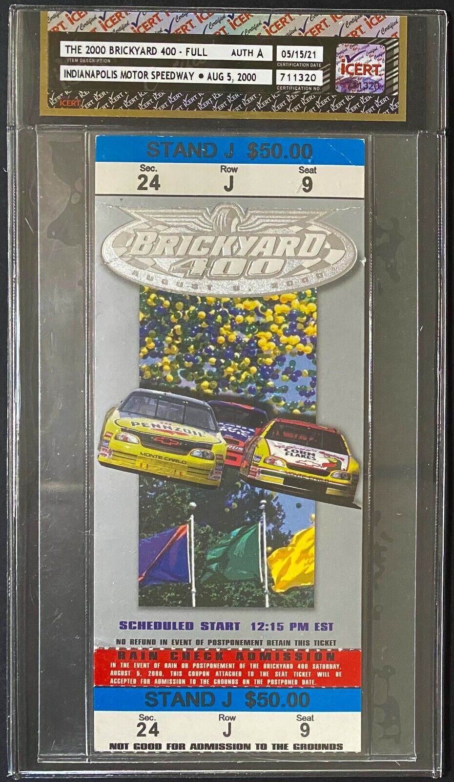 2000 Vintage NASCAR Brickyard 400 Full Race Ticket Authenticated Bobby Labonte