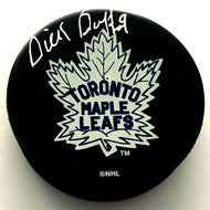 Dick Duff Signed Toronto Maple Leafs  NHL Hockey Puck Autographed In Glas Co