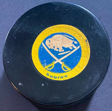 Load image into Gallery viewer, Buffalo Sabres NHL Game Puck Viceroy Approved MFG Vintage Used 1979-1983
