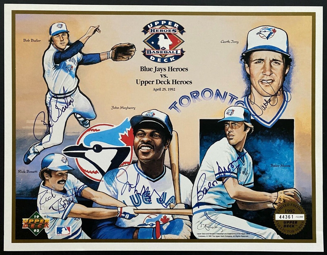 1992 Signed MLB Upper Deck Heroes Toronto Blue Jays Baseball Autographed Sheet