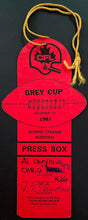 Load image into Gallery viewer, 1981 CFL Grey Cup Football Press Box Pass Ticket Olympic Stadium Montreal
