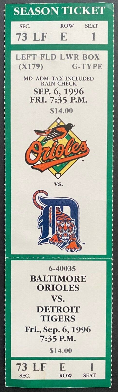 1996 MLB Baseball Baltimore Orioles HOFer Eddie Murray 500th Home Run Ticket