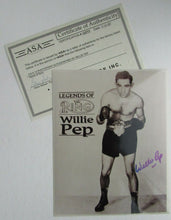 Load image into Gallery viewer, Legends Of The Rings Willie Pep Autographed Promo Photo Boxing (1922-2006) COA
