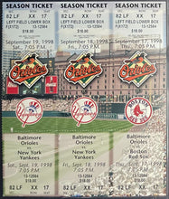 Load image into Gallery viewer, 1998 Cal Ripken Jr. Final 3 Games Iron Man Streak Uncut Ticket Panel MLB Orioles
