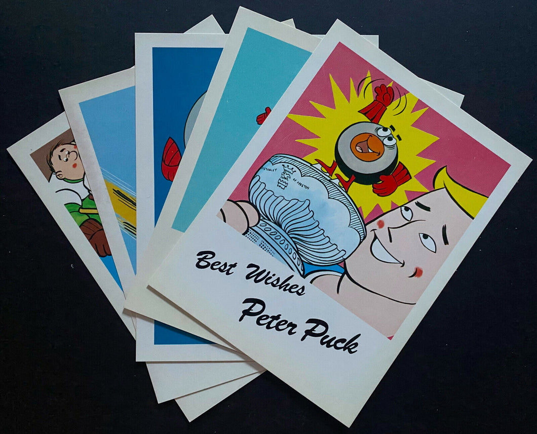 Set Of 5 Different Peter Puck 1980 Postcards Vintage Hockey Post Card