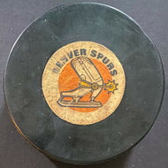 Denver Spurs Western Hockey League Game Used Converse CCM Puck Art Ross