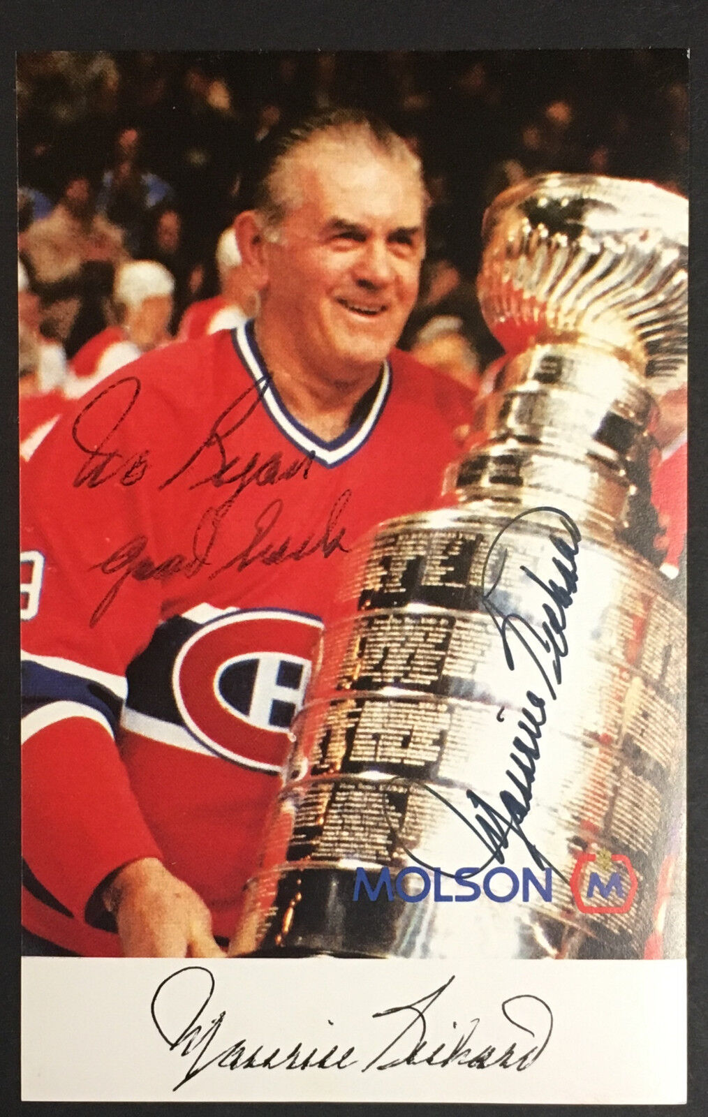 Maurice Rocket Richard Autographed Photo Postcard Montreal Canadiens NHL Hockey