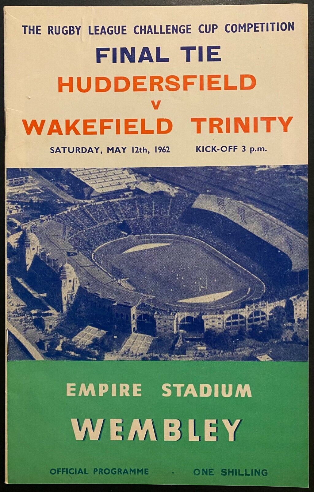 1962 Wembley Challenge Cup Final Program Huddersfield Wakefield Trinity Vintage