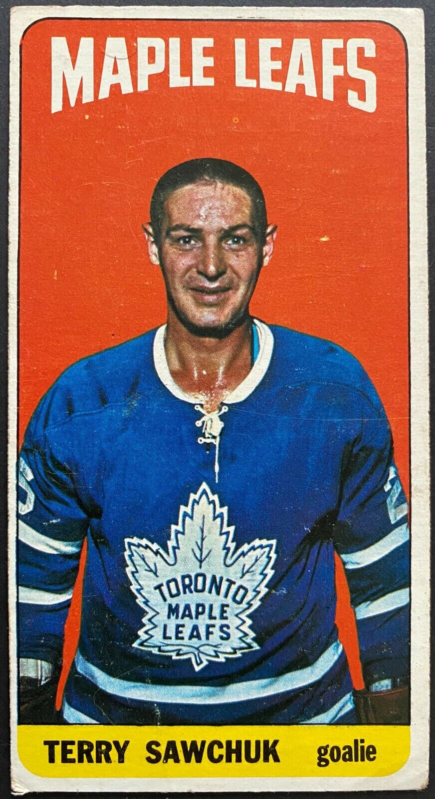 1964-65 Vintage Toronto Maple Leafs Terry Sawchuk Topps Tallboy NHL Hockey Card