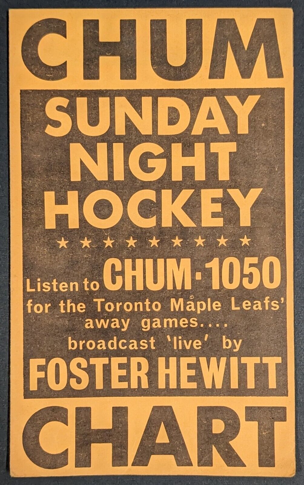 2 1964 CHUM Charts With Foster Hewitt NHL Hockey Broadcaster Toronto Maple Leafs