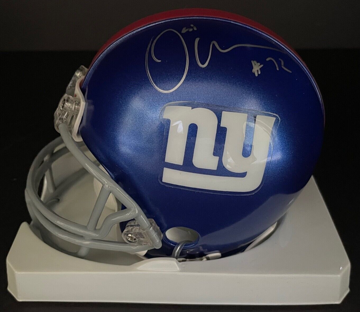 Osi Umenyiora Signed New York Blue Football Jersey (JSA) — RSA