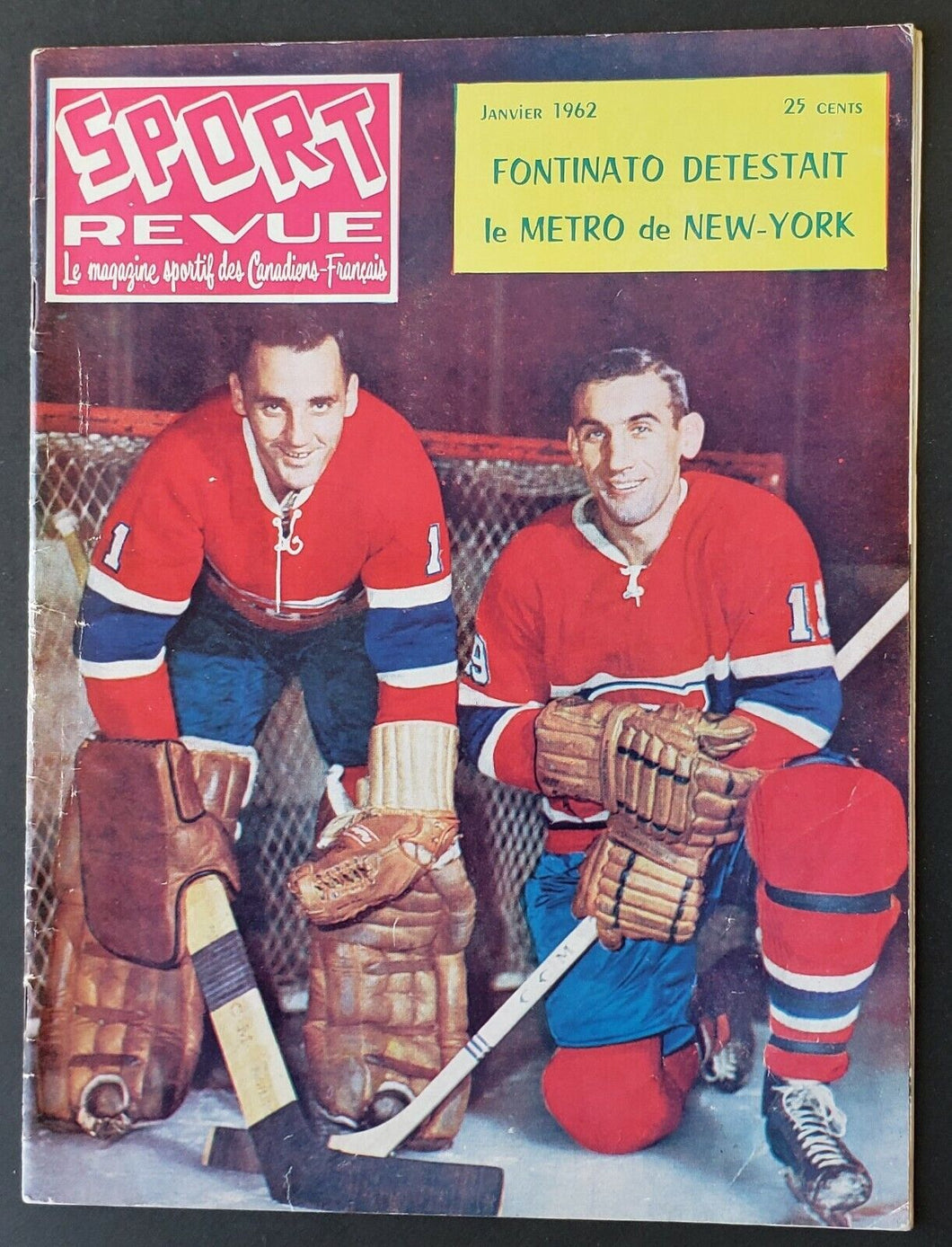 1962 Sport Revue Magazine Jacques Plante HOFER Lou Fontinato Canadiens Hockey