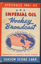 Load image into Gallery viewer, 1941-42 Imperial Oil NHL Pocket Schedule Vintage Hockey Sports Calendar
