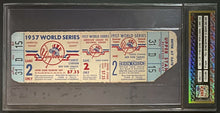 Load image into Gallery viewer, 1957 New York Yankees World Series Game 2 Full Ticket PSA MLB Baseball VTG
