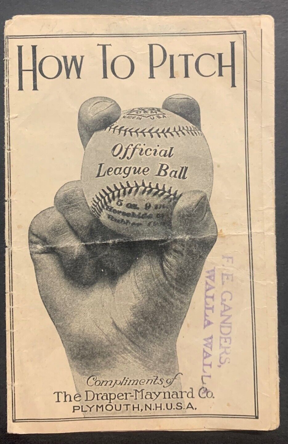 1920s Baseball How To Pitch Pamphlet MLB Vintage Antique MILB Draper-Maynard