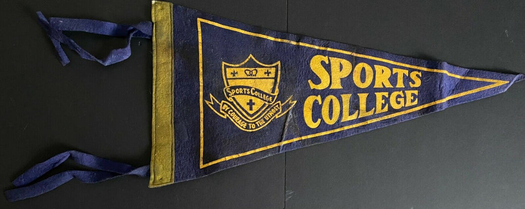 1940s Vintage Sports College Felt Pennant w/ Coat of Arms + Motto 25