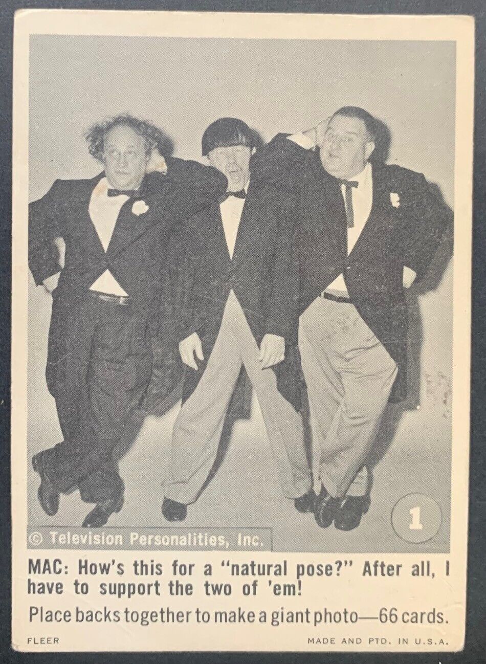 1966 Fleer #1 Three Stooges Card Vintage Celebrity Television Personalities Inc