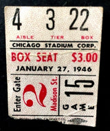 1946 Chicago Blackhawks vs Boston Bruins Hockey Ticket Chicago Stadium NHL