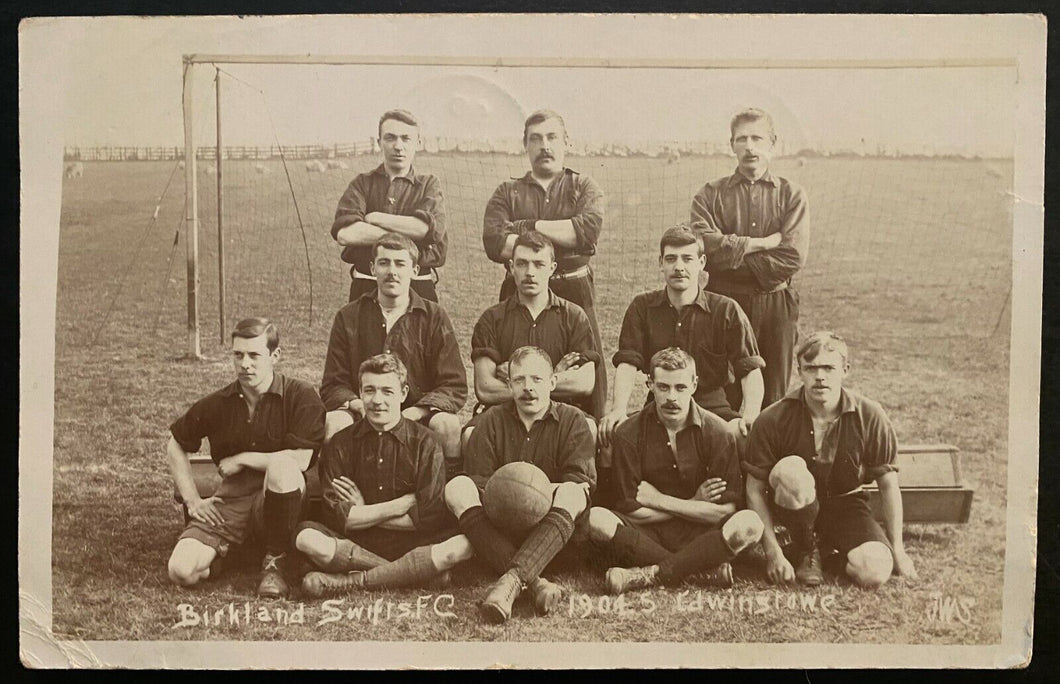 1905 Birkland Swifts Football Club Edwinstowe Team Photograph Postcard Soccer