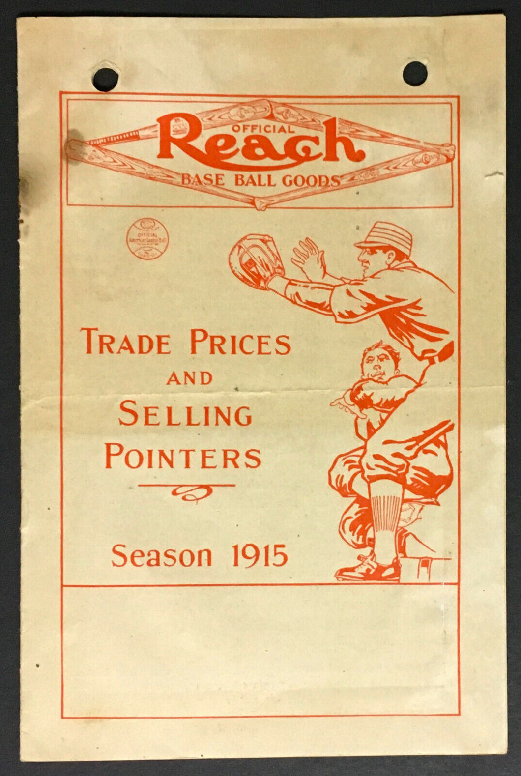 1915 Reach Baseball Equipment Sports Catalogue Vintage Canadian Advertising