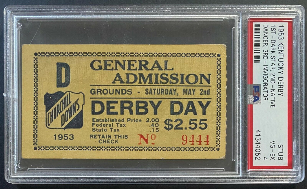 1952 Kentucky Derby GA Ticket Stub Churchill Downs PSA Dark Star Winner Vintage
