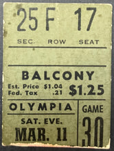 Load image into Gallery viewer, Mar 1959 Olympia Stadium Detroit Red Wings Ticket Stub NHL Hockey Gordie Howe
