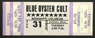 1976 Blue Oyster Cult Concert Ticket Mississippi Coliseum Vintage Buck Dharma