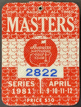 Load image into Gallery viewer, 1981 Masters Golf Tournament Celluloid Badge PGA Tour Tom Watson Wins Vintage
