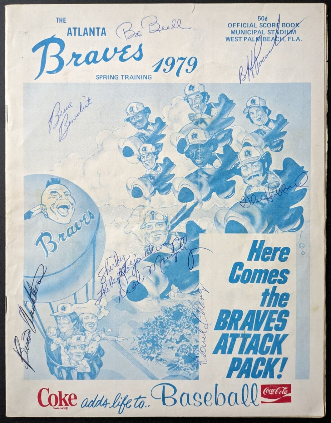 1979 Atlanta Braves Spring Training Multi Signed x7 Autographed Program MLB