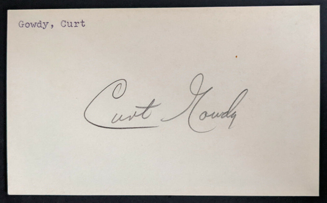 Curt Gowdy Autographed Index Card Signed American Sports Commentator Red Sox JSA