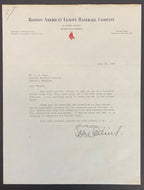 Eddie Collins Autographed Signed Typed Letter 1943 Boston Red Sox MLB HOFer JSA