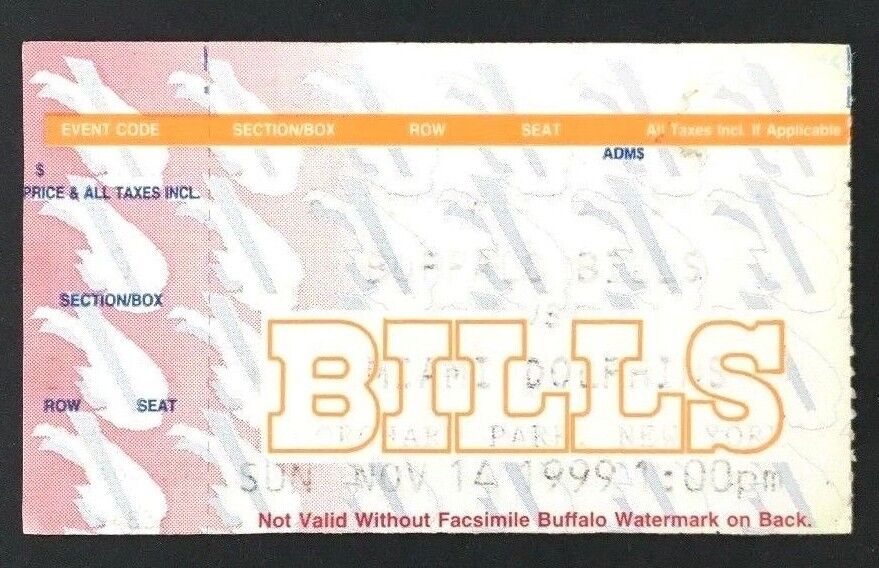 1999 NFL Football Ticket Stub Buffalo Bills vs Miami Dolphins Ralph Wilson