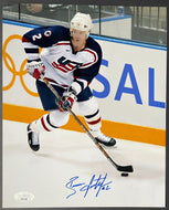 2002 Brian Leetch Signed Team USA Winter Olympics Hockey Photo HOF JSA Rangers