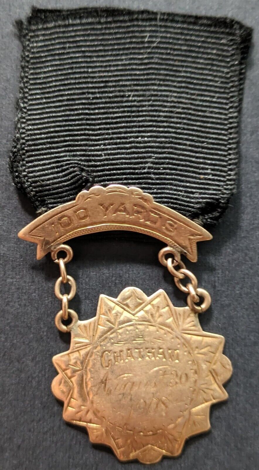 1908 Gold Medal 100-Yard Dash Winner Track And Field Chatham Ontario 10k Gold