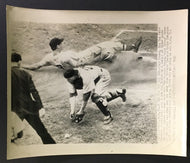 1950 Briggs Stadium Press Photo Detroit Tigers Boston Red Sox Walt Dropo Slides
