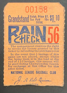 1940s Vintage MLB Boston Braves Baseball Grand Stand Rain Check Ticket Stub