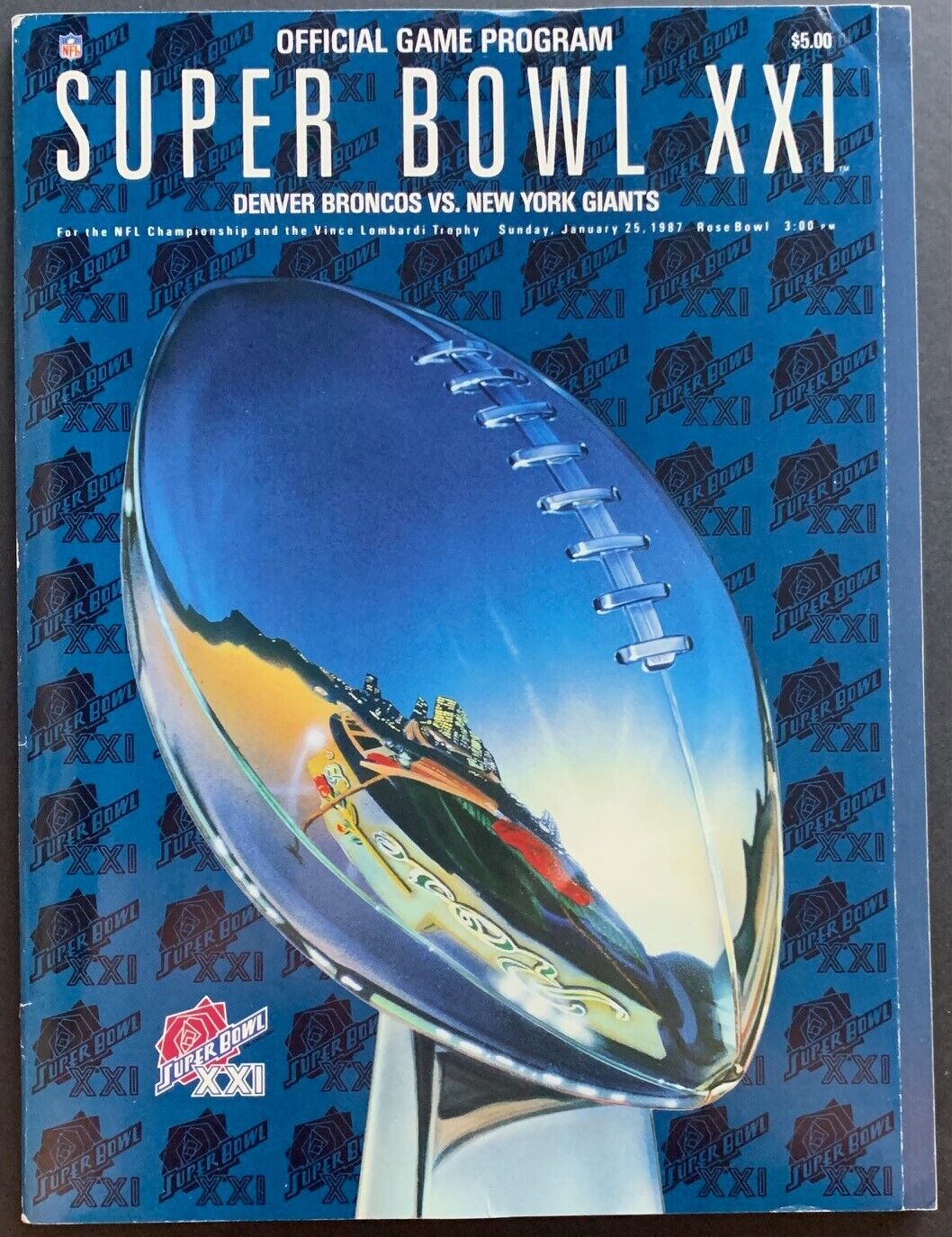 Super Bowl XXI Official NFL Football Program Denver Broncos vs New York Giants