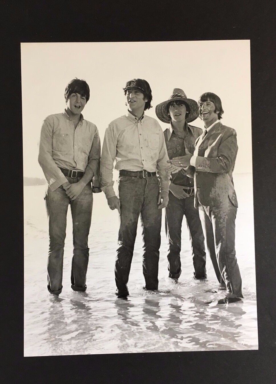 1960 The Beatles Music Photo John Lennon Fab 4 Picture Standing In Water Rock