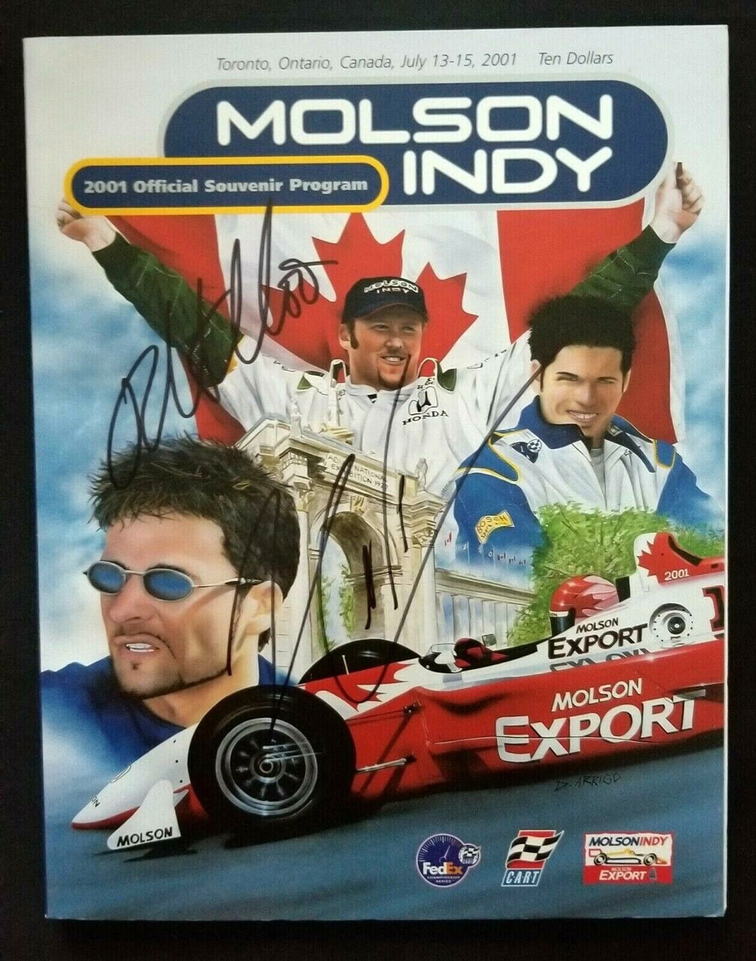 2001 Molson Indy Cart Race Program Autographed Castroneves Moreno