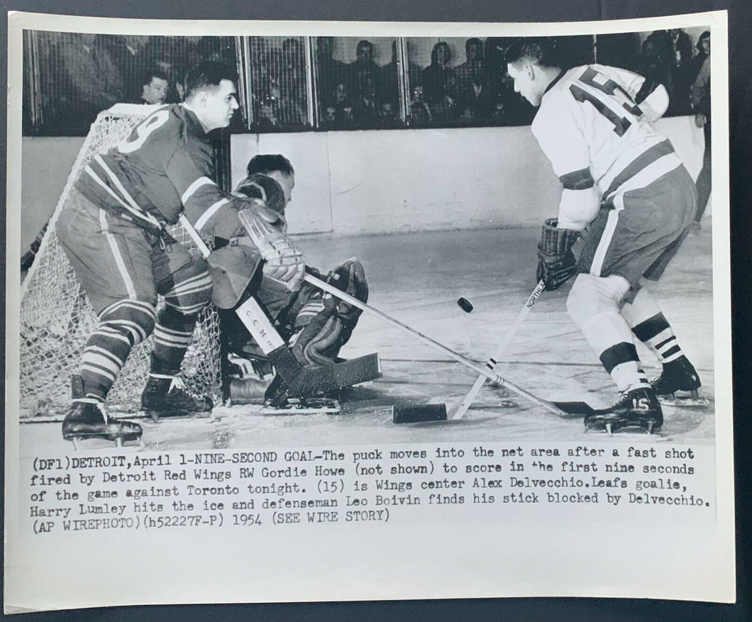 1954 Olympia Stadium NHL Hockey Playoff Game Wire Photo Red Wings vs Maple Leafs