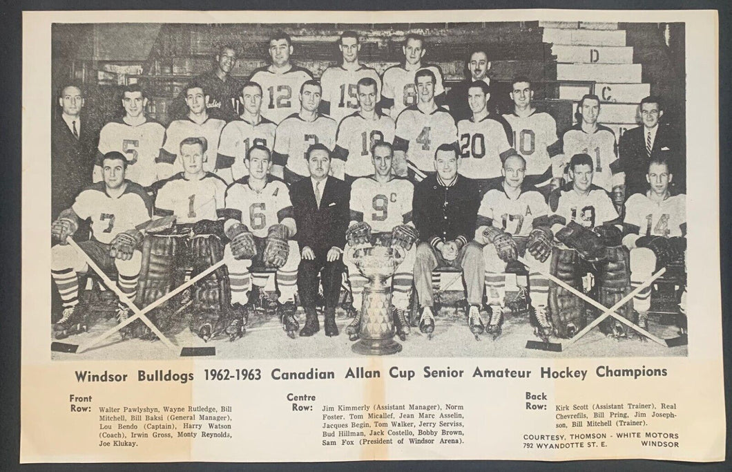 1963 Windsor Bulldogs Team Issued Photo Allan Cup Senior Amateur Champions