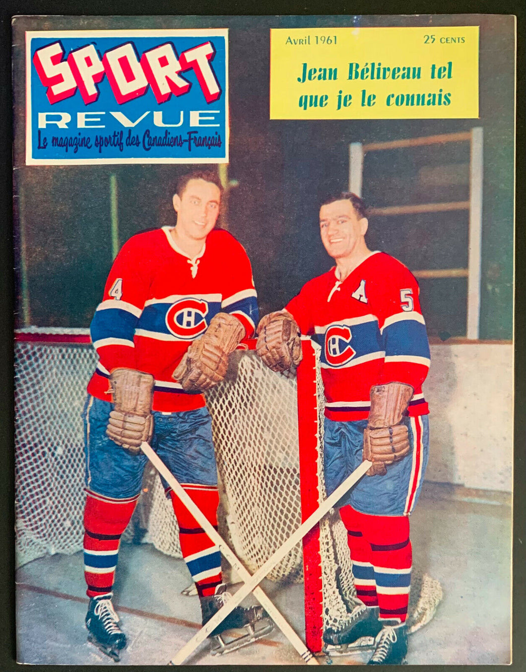 1961 Sport Revue Magazine Beliveau + Geoffrion Cover Montreal Canadiens Hockey