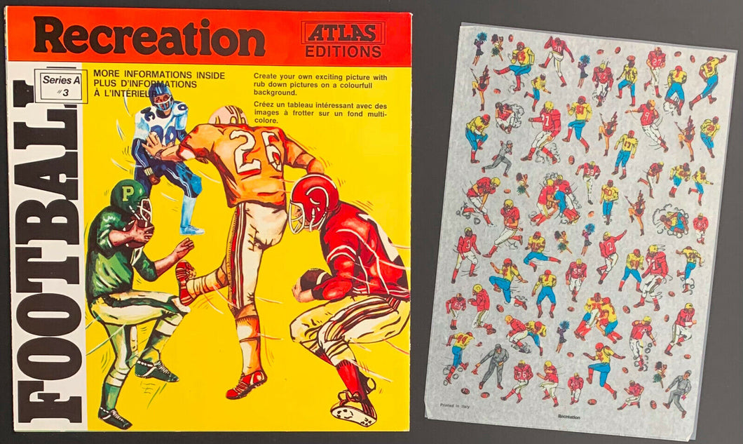 Circa 1969 Football Decal Set + Booklet Vintage Fold Out Atlas Editions