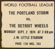 Rare 1974 WFL Ticket Stub Portland Storm vs Detroit Wheels Played London Ontario