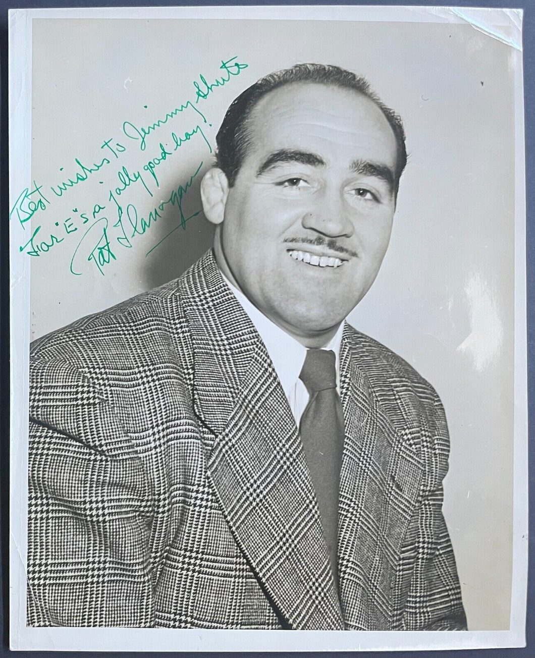 C 1950s Autographed Pat Flanagan Type 1 B&W Photo Turofsky Wrestling Signed VTG