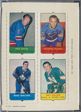 Load image into Gallery viewer, 1969 OPC Four In One Mini Hockey Stamps Card Nevin/Plante/Walton/Cullen PSA 6

