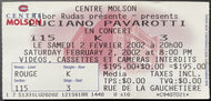2002 Luciano Pavarotti Concert Ticket Montreal Molson Centre Vintage