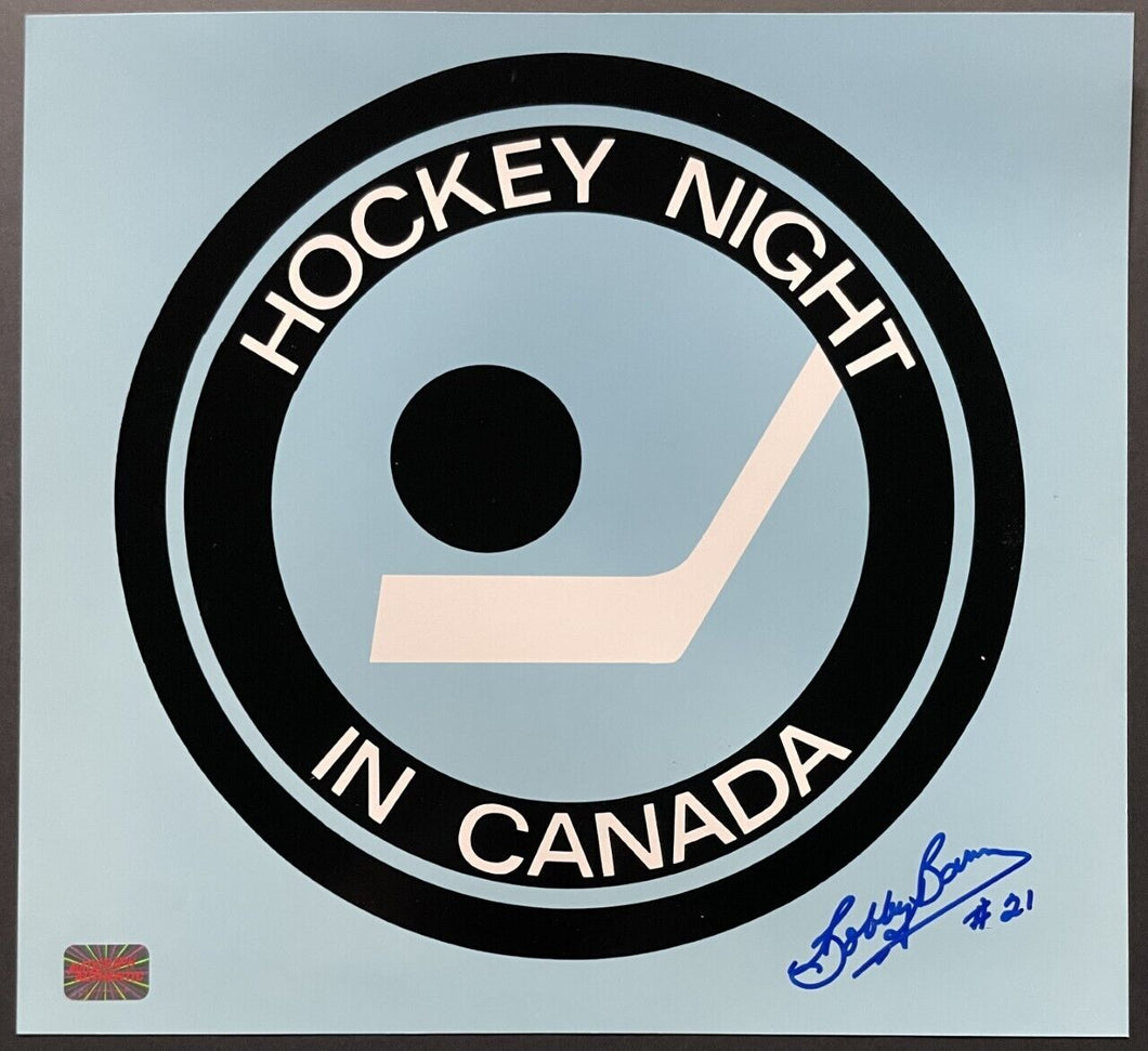 Bobby Baun Autographed Hockey Night In Canada Photo Signed Vintage NHL